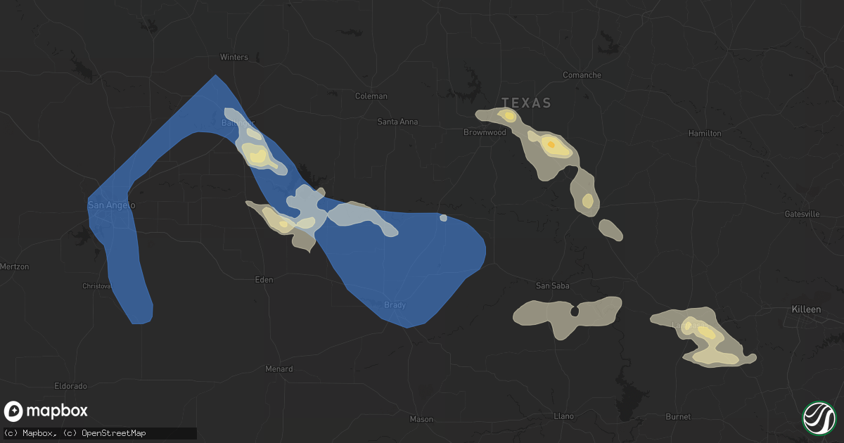 Hail map in Rochelle, TX on September 16, 2023