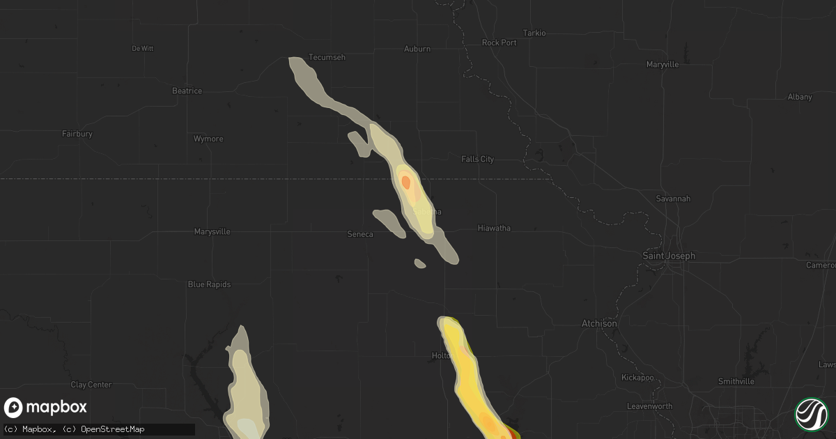 Hail map in Sabetha, KS on September 16, 2023