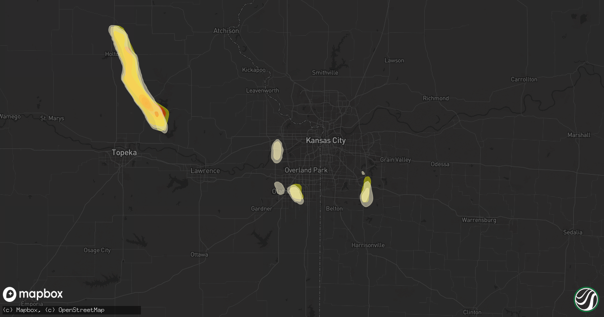 Hail map in Shawnee, KS on September 16, 2023
