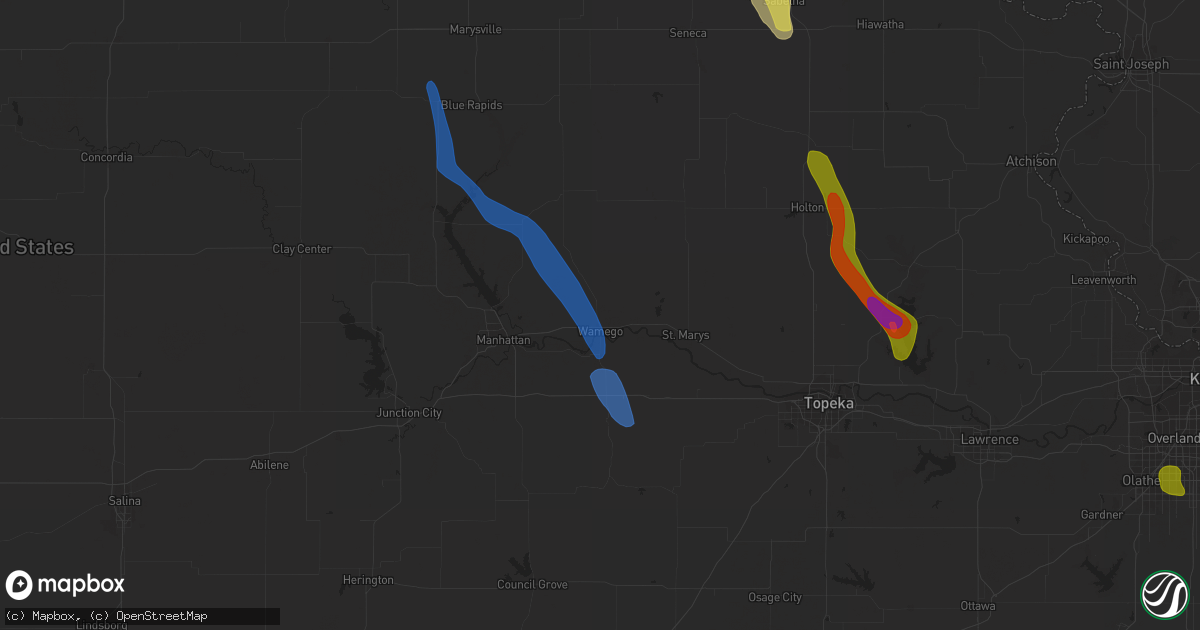 Hail map in Wamego, KS on September 16, 2023