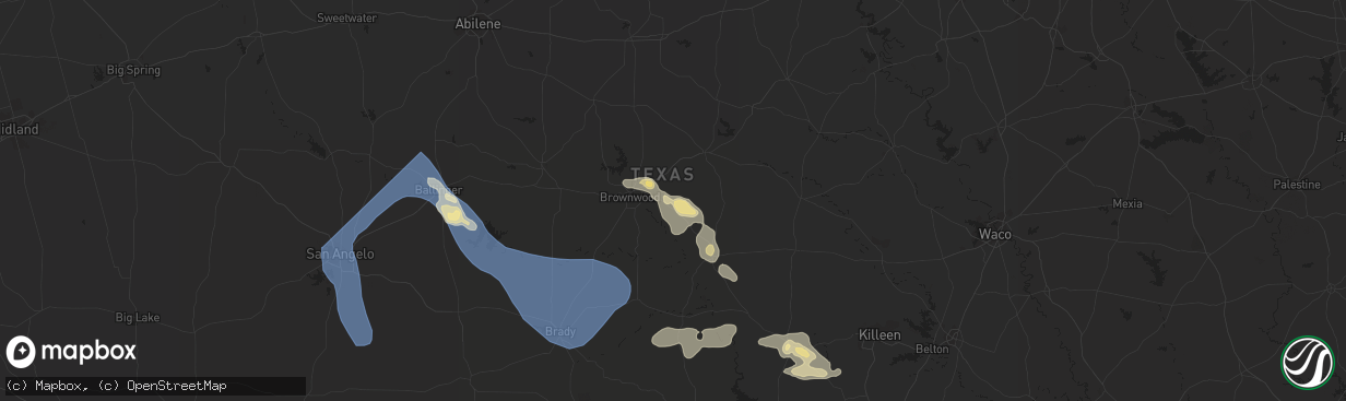 Hail map in Zephyr, TX on September 16, 2023