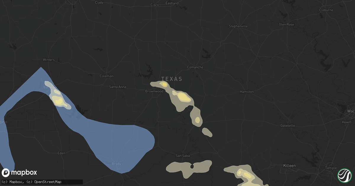 Hail map in Zephyr, TX on September 16, 2023