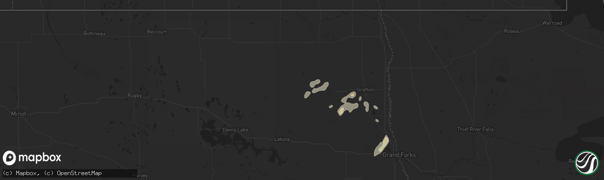 Hail map in Adams, ND on September 16, 2024