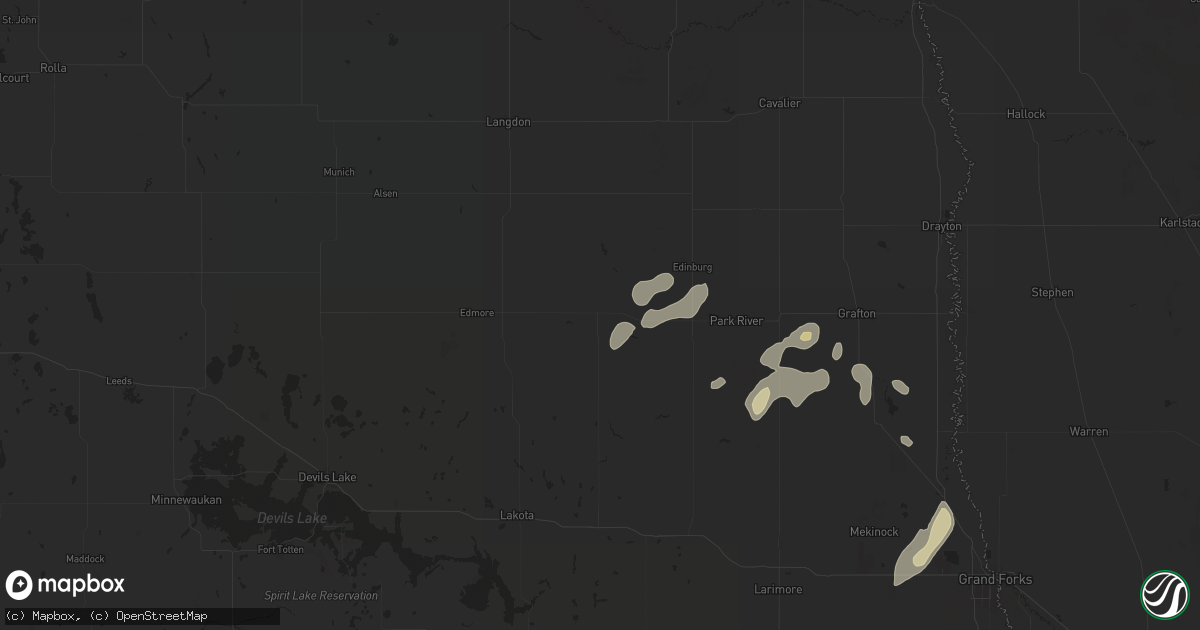 Hail map in Adams, ND on September 16, 2024
