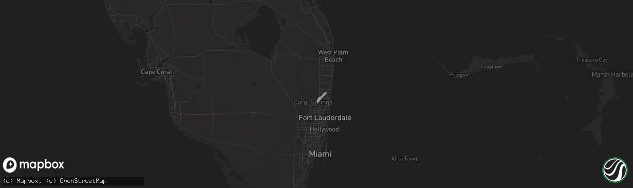 Hail map in Boca Raton, FL on September 16, 2024