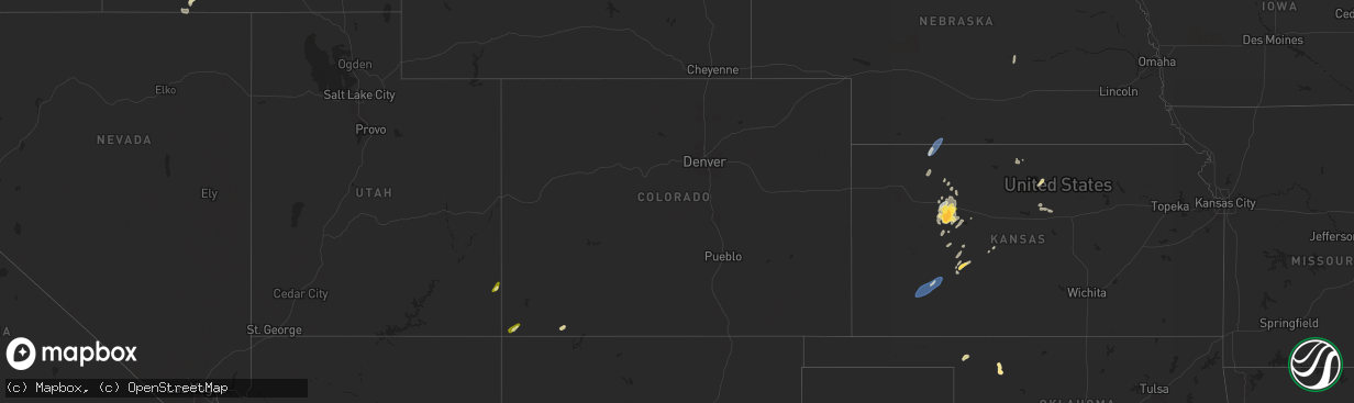 Hail map in Colorado on September 16, 2024