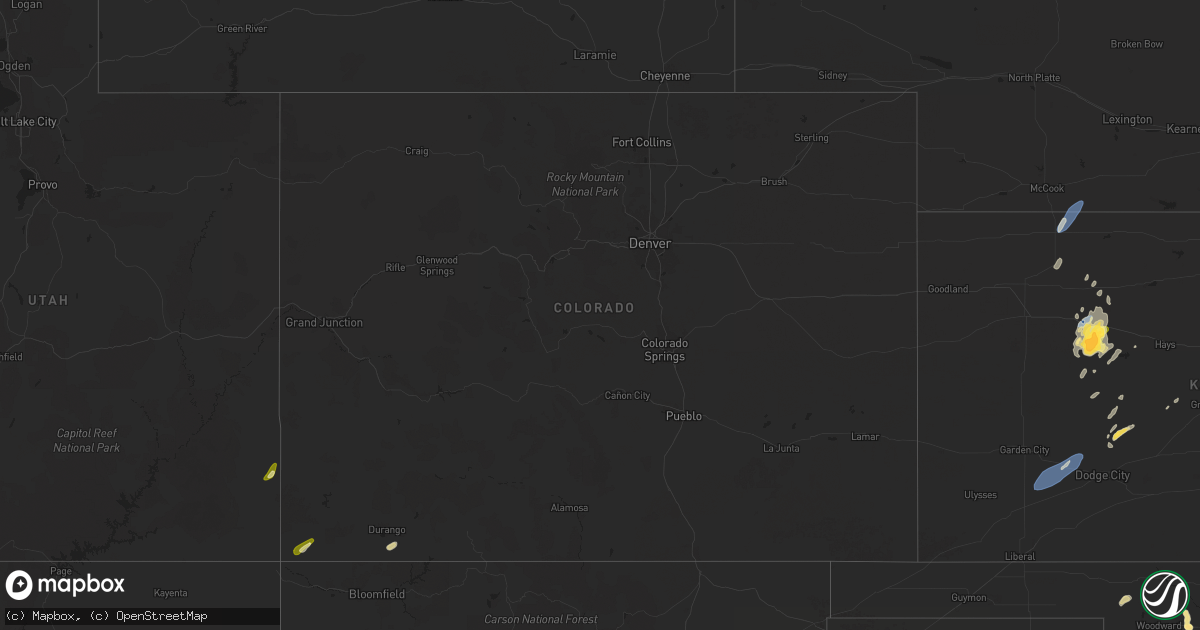 Hail map in Colorado on September 16, 2024