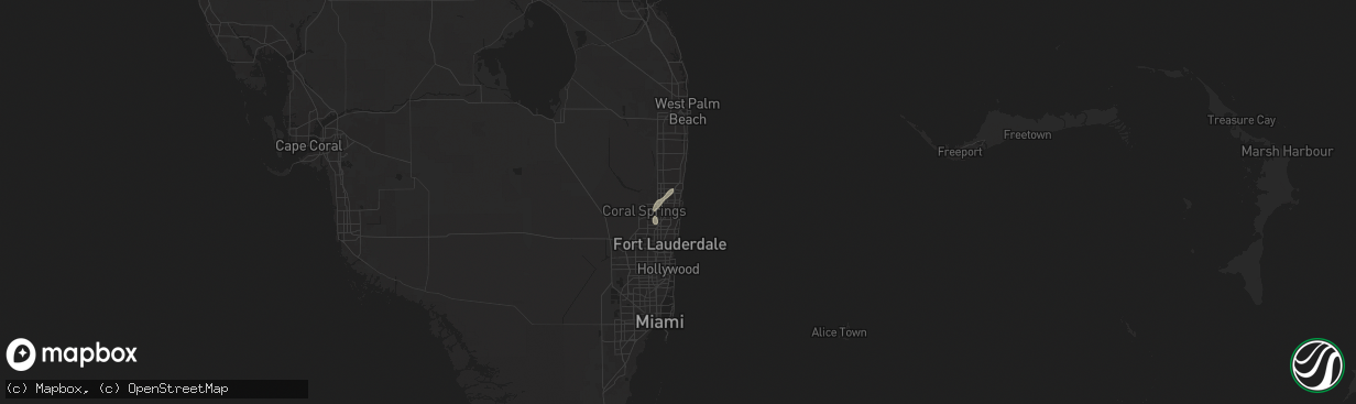 Hail map in Deerfield Beach, FL on September 16, 2024