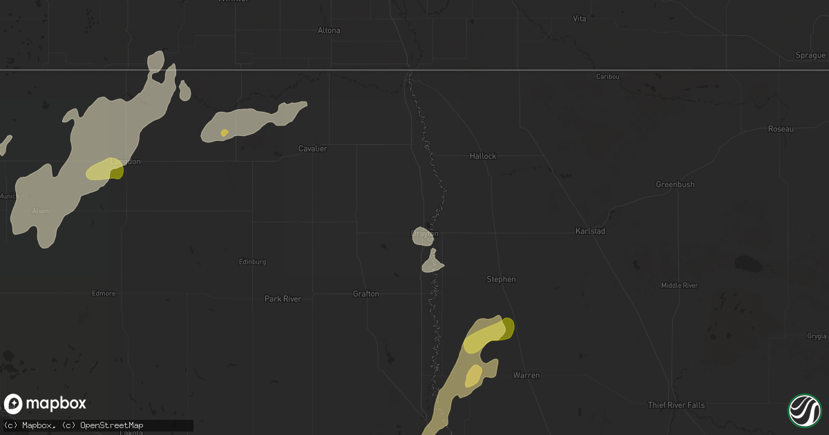 Hail map in Drayton, ND on September 16, 2024