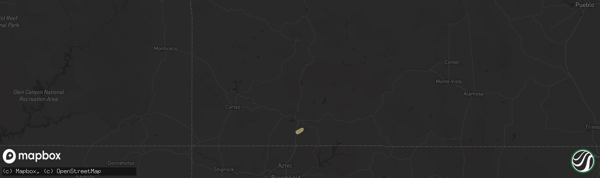 Hail map in Durango, CO on September 16, 2024