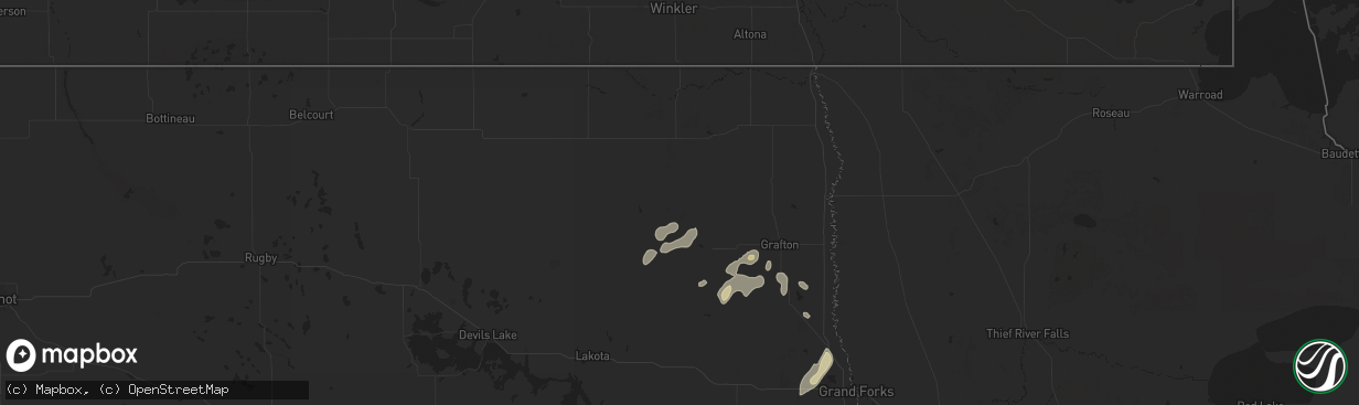 Hail map in Edinburg, ND on September 16, 2024