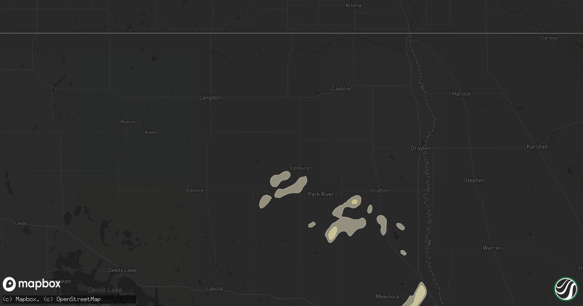 Hail map in Edinburg, ND on September 16, 2024