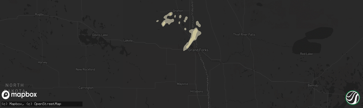 Hail map in Emerado, ND on September 16, 2024