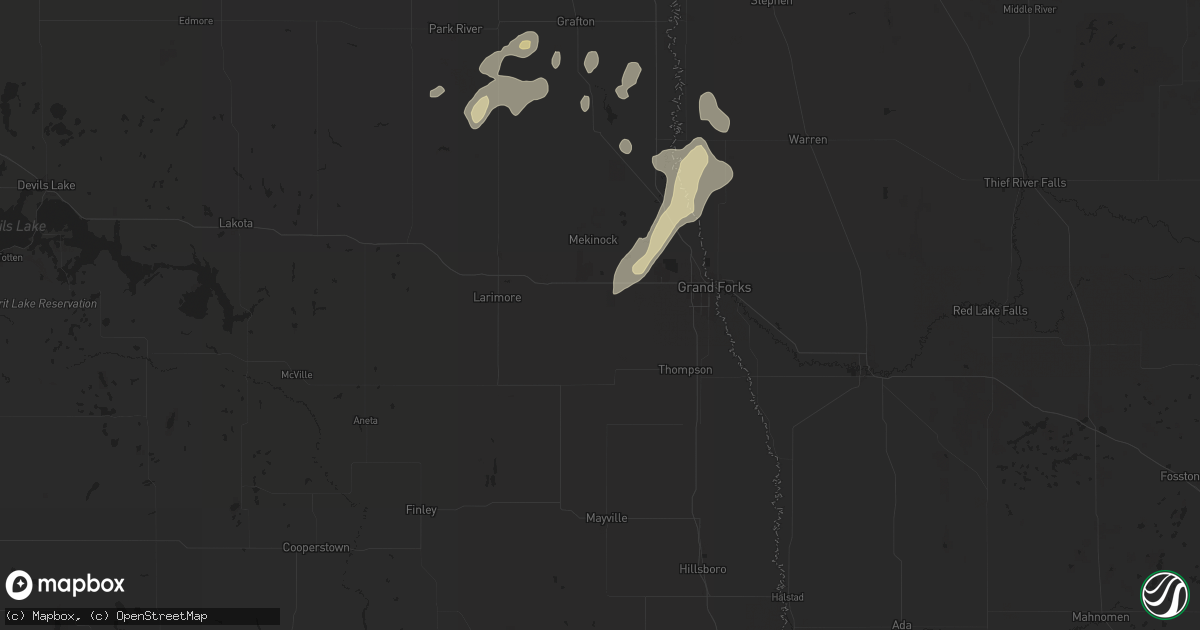 Hail map in Emerado, ND on September 16, 2024
