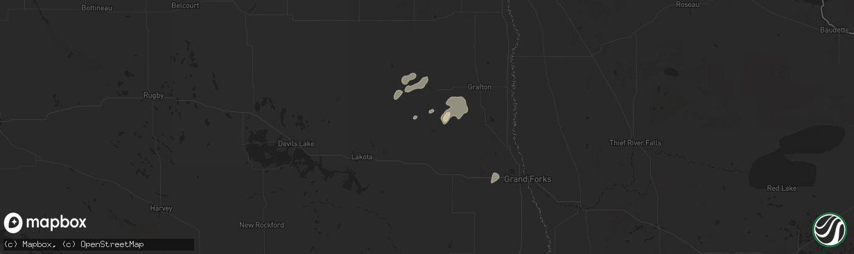 Hail map in Fordville, ND on September 16, 2024