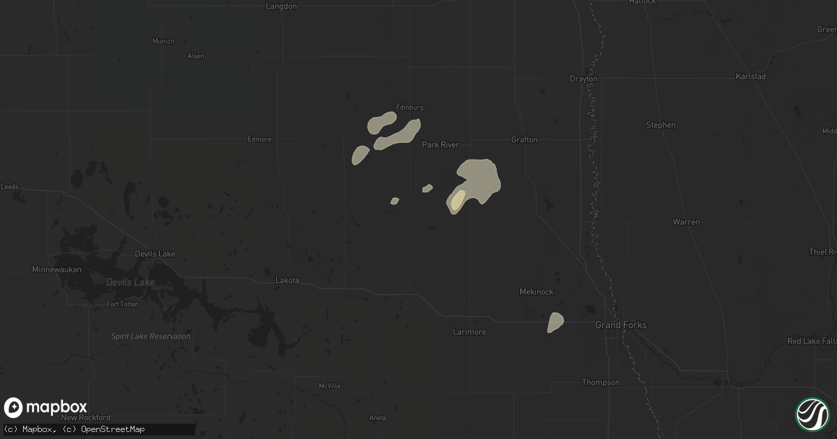 Hail map in Fordville, ND on September 16, 2024