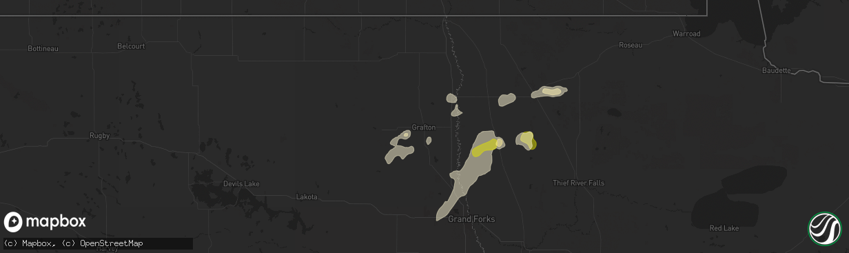 Hail map in Grafton, ND on September 16, 2024