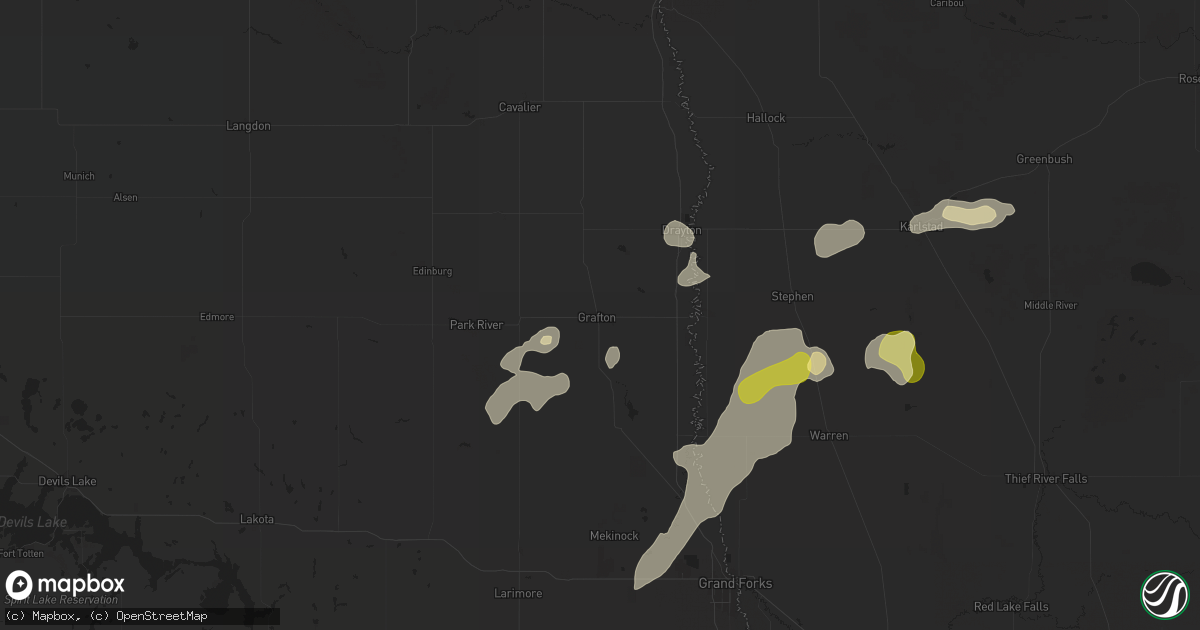 Hail map in Grafton, ND on September 16, 2024