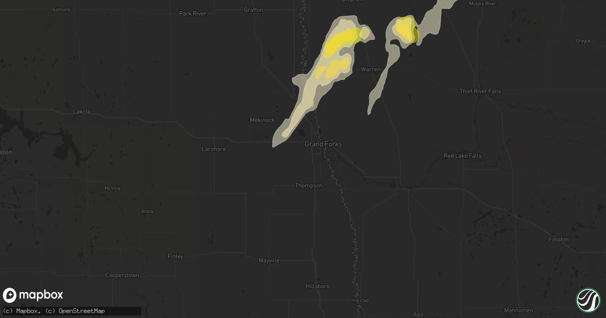 Hail map in Grand Forks, ND on September 16, 2024