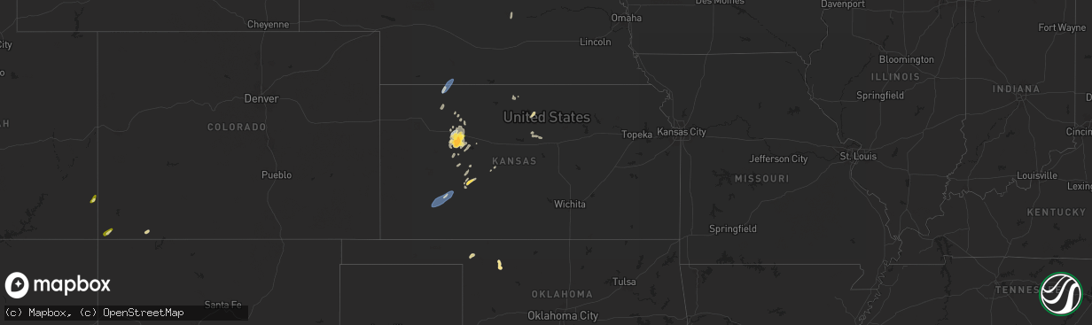 Hail map in Kansas on September 16, 2024