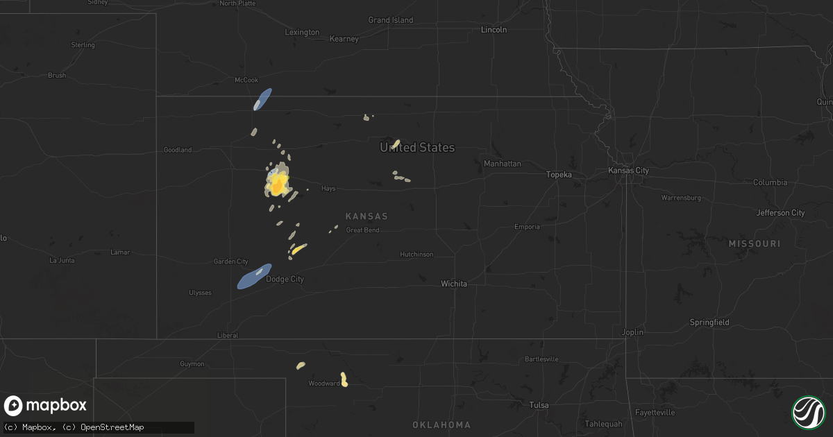 Hail map in Kansas on September 16, 2024