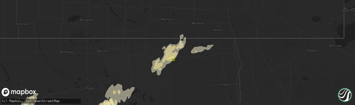 Hail map in Langdon, ND on September 16, 2024