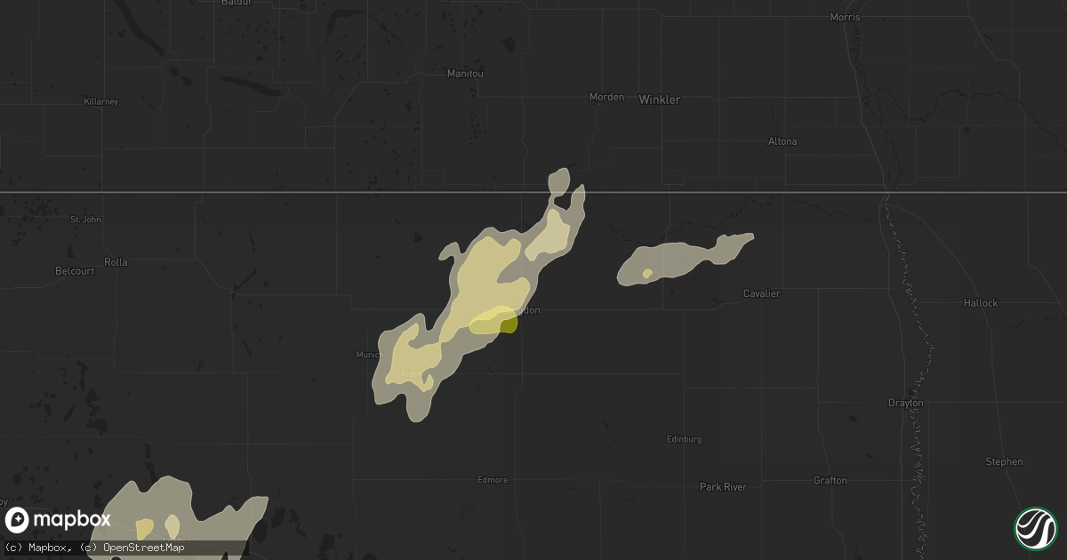 Hail map in Langdon, ND on September 16, 2024