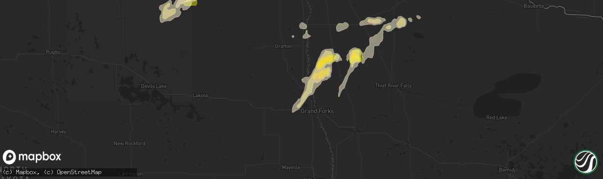 Hail map in Manvel, ND on September 16, 2024