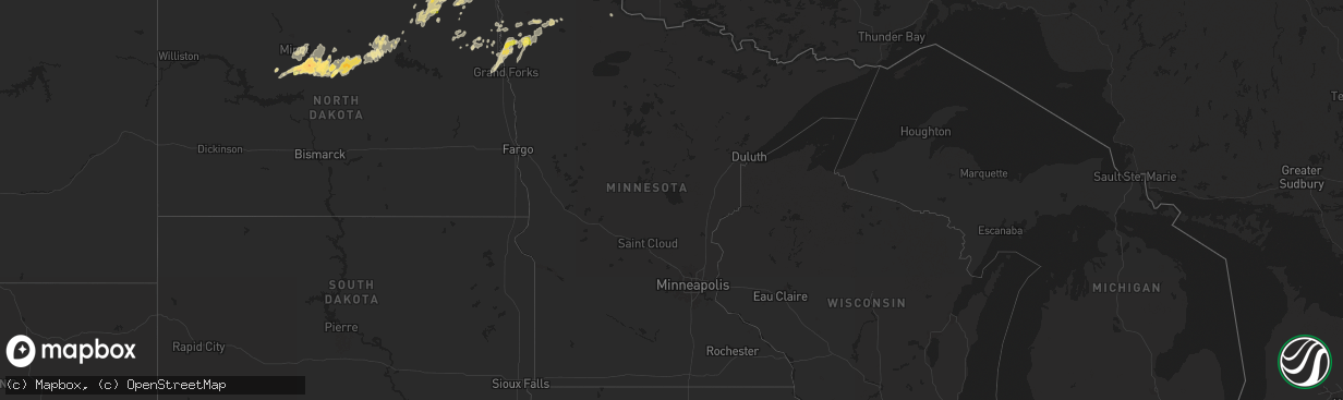 Hail map in Minnesota on September 16, 2024