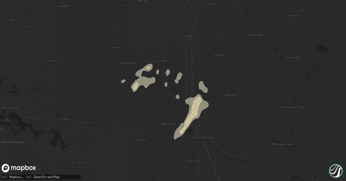 Hail map in Minto, ND on September 16, 2024