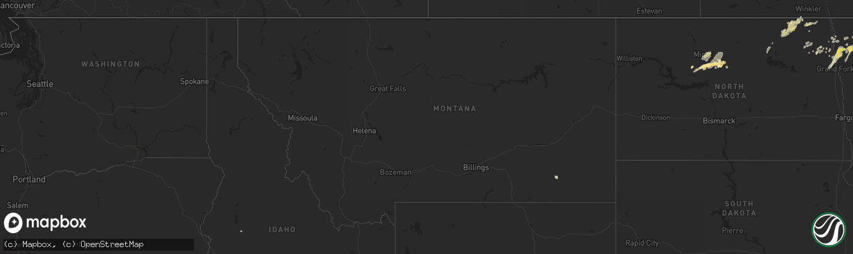 Hail map in Montana on September 16, 2024