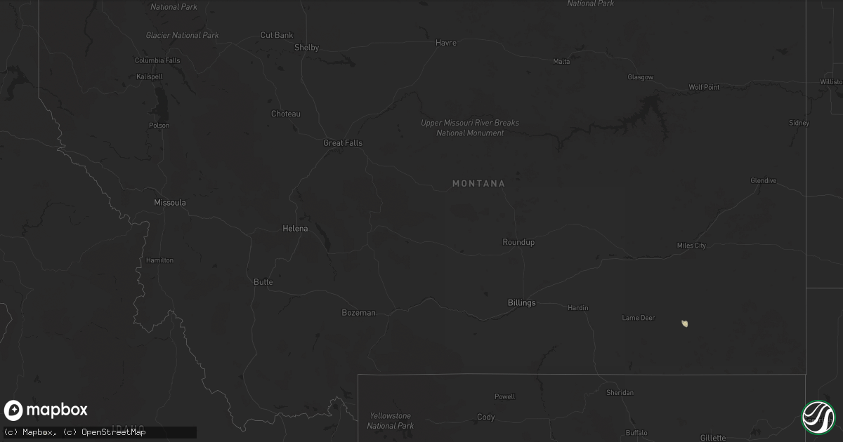 Hail map in Montana on September 16, 2024