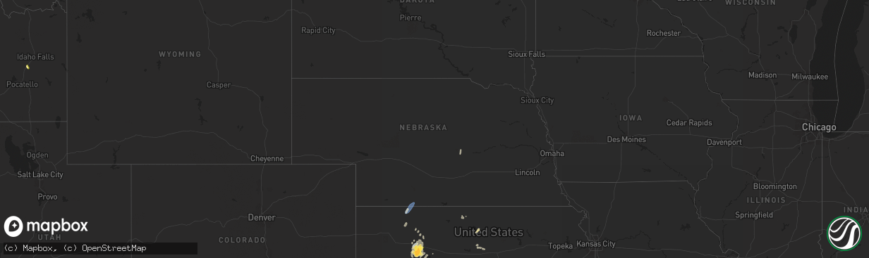 Hail map in Nebraska on September 16, 2024