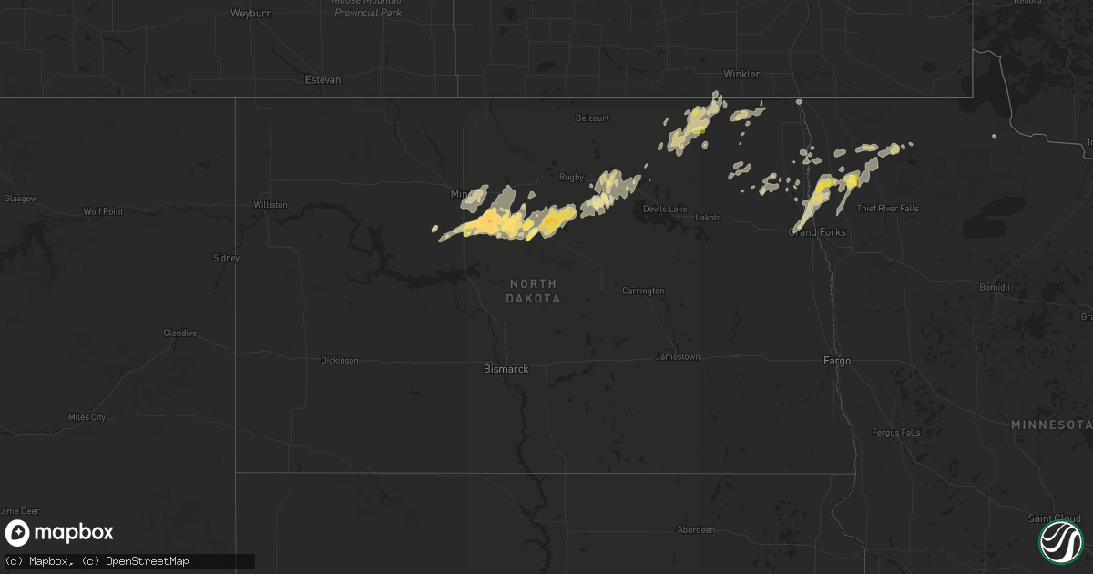 Hail map in North Dakota on September 16, 2024
