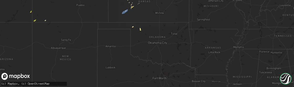 Hail map in Oklahoma on September 16, 2024