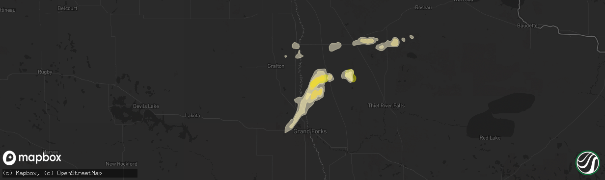 Hail map in Oslo, MN on September 16, 2024