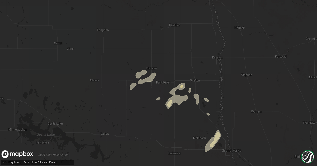 Hail map in Park River, ND on September 16, 2024