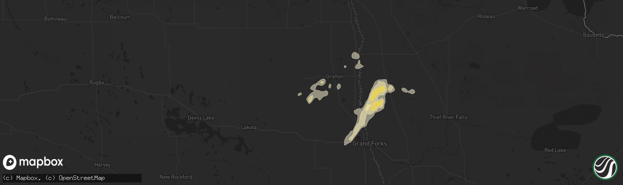 Hail map in Pisek, ND on September 16, 2024