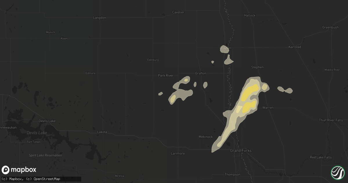 Hail map in Pisek, ND on September 16, 2024