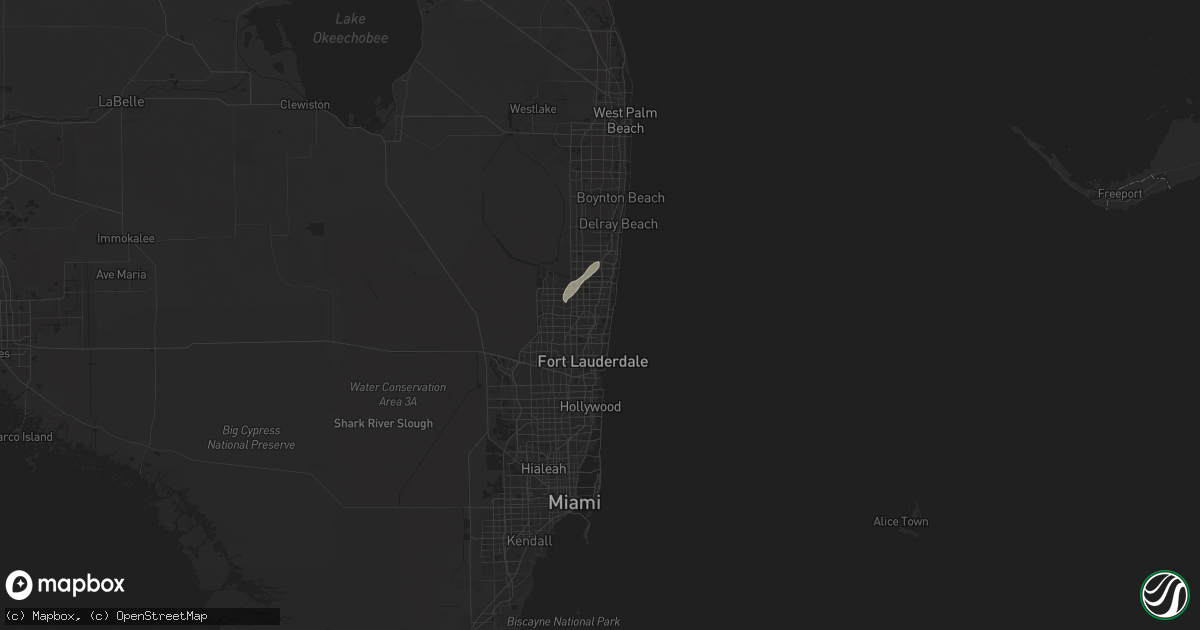 Hail map in Pompano Beach, FL on September 16, 2024