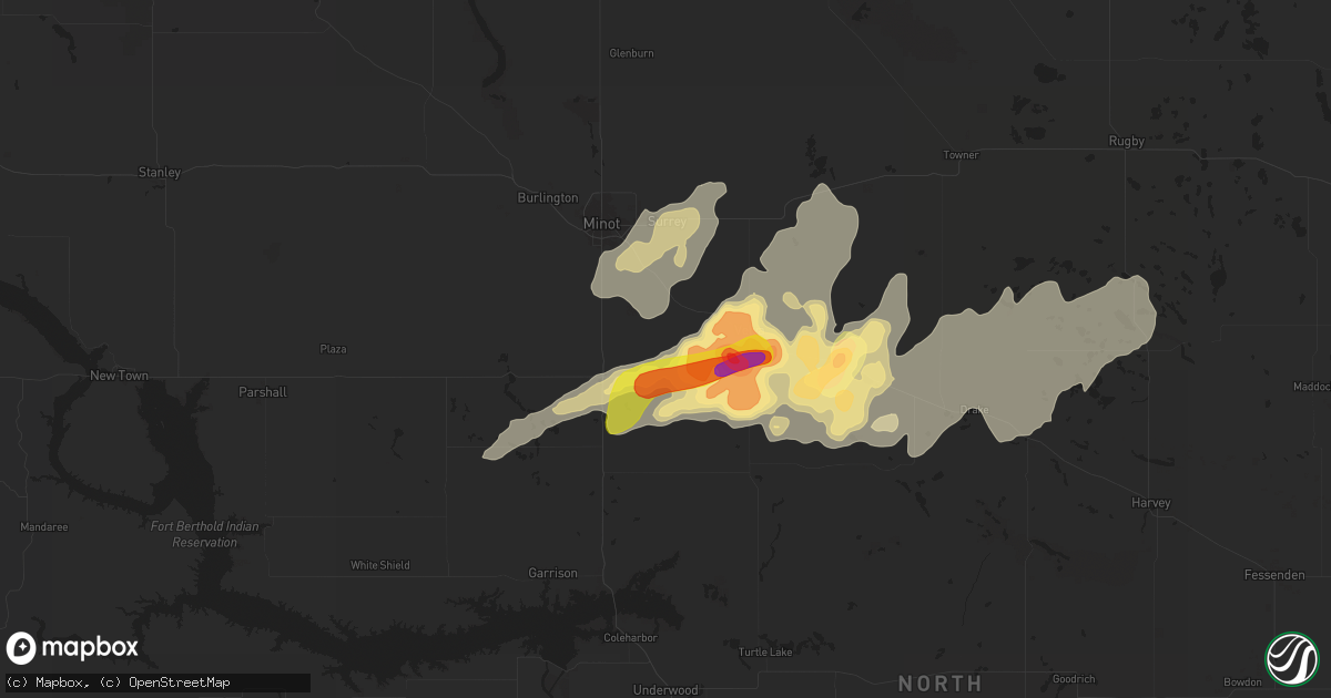 Hail map in Sawyer, ND on September 16, 2024