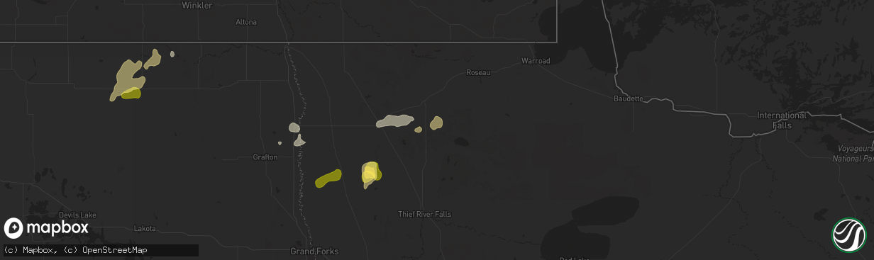 Hail map in Strathcona, MN on September 16, 2024