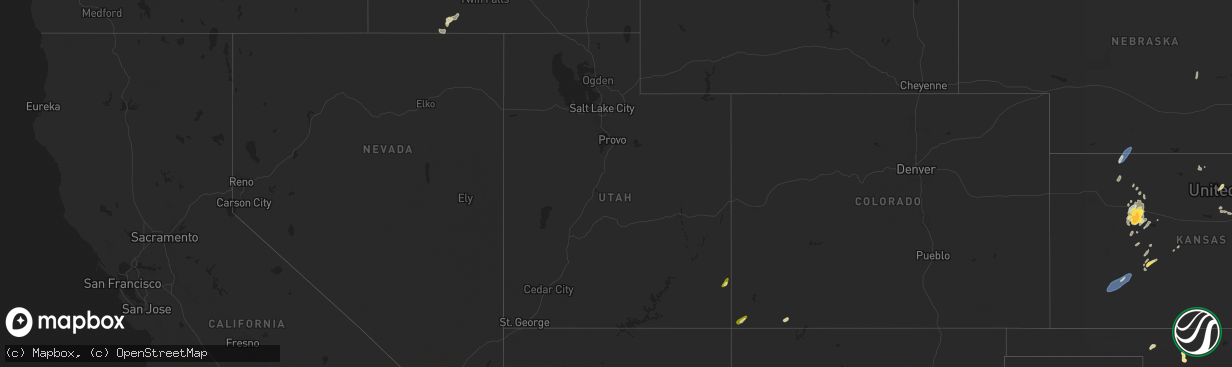 Hail map in Utah on September 16, 2024