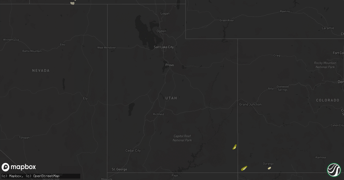 Hail map in Utah on September 16, 2024
