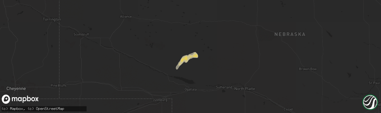 Hail map in Arthur, NE on September 16, 2025