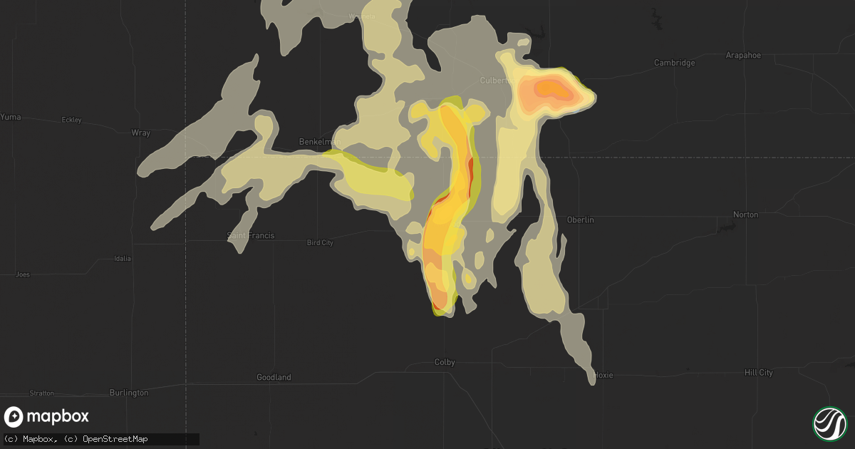 Hail map in Atwood, KS on September 16, 2025