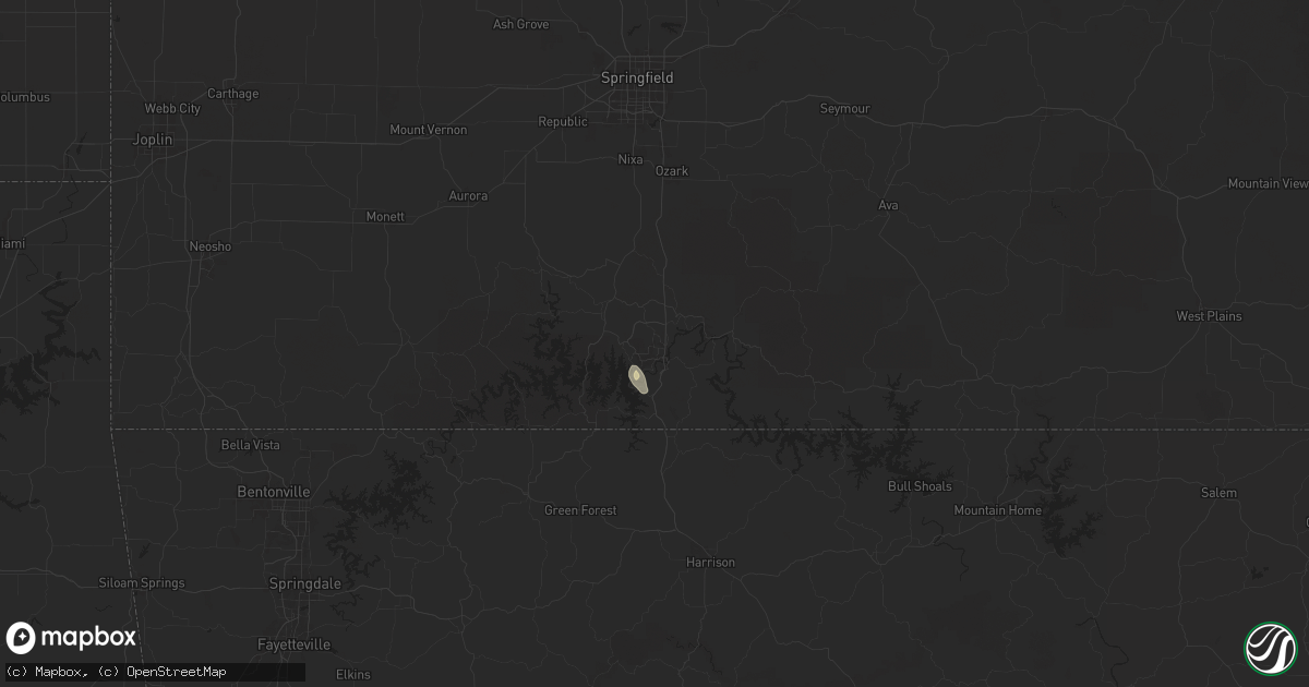 Hail map in Branson, MO on September 16, 2025