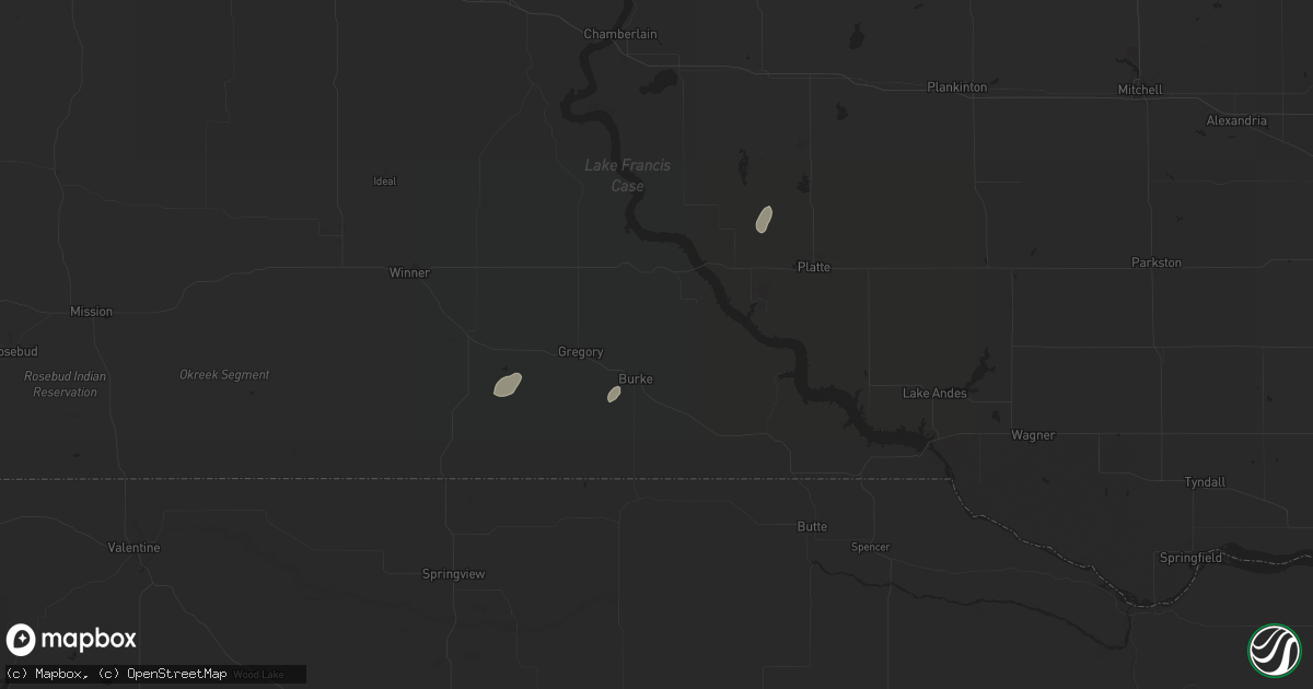 Hail map in Burke, SD on September 16, 2025