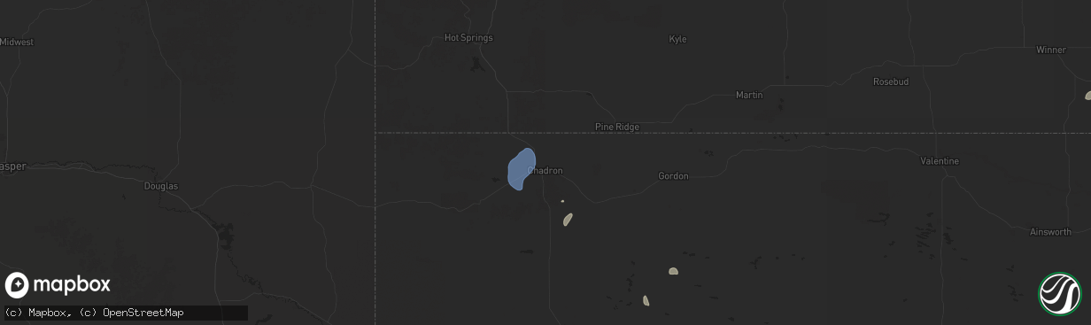 Hail map in Chadron, NE on September 16, 2025