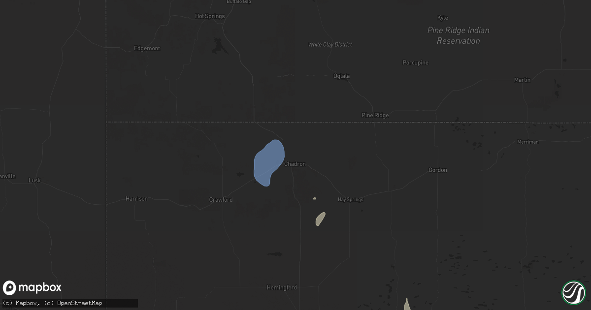 Hail map in Chadron, NE on September 16, 2025